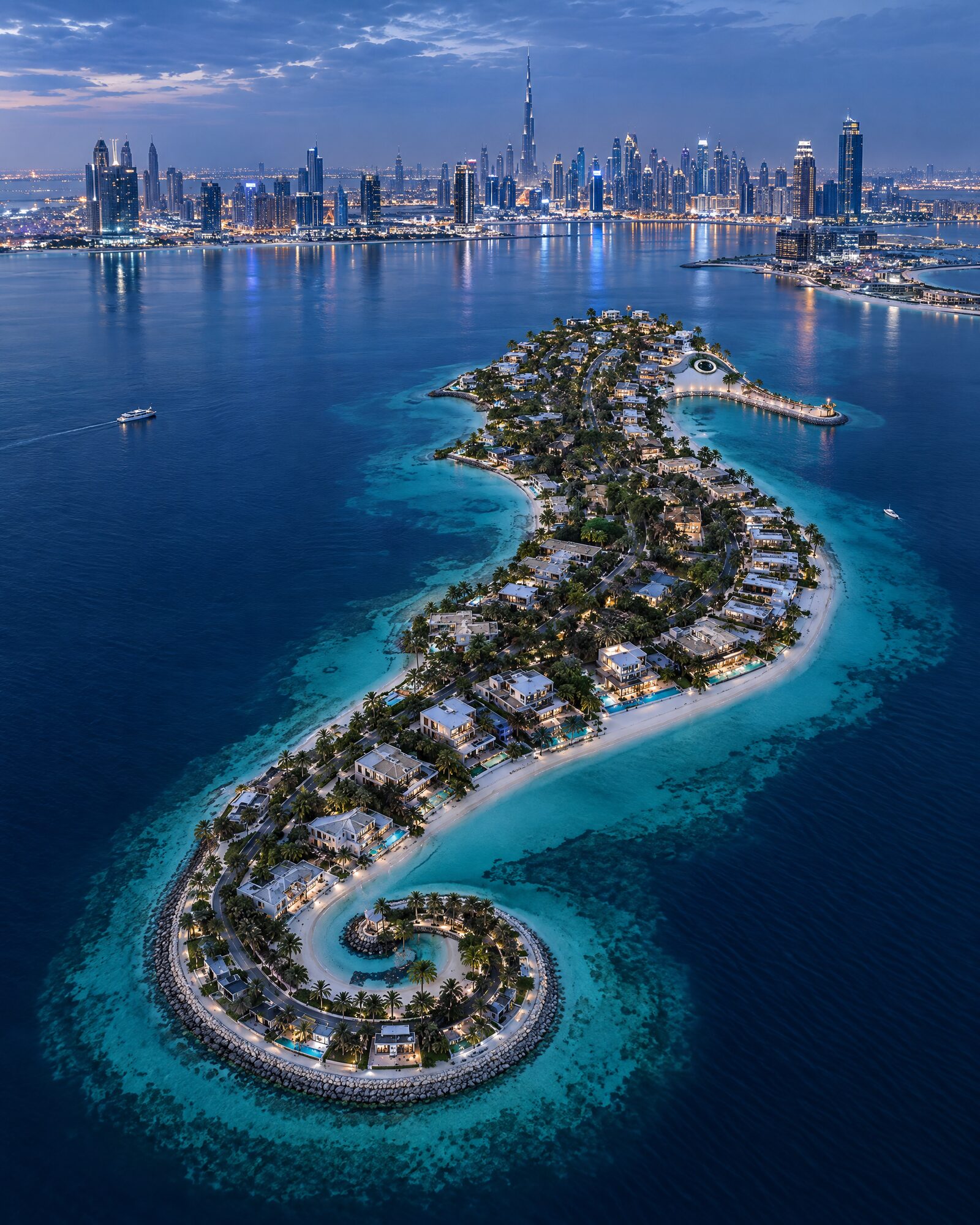 Aerial view of Jumeirah Bay Island